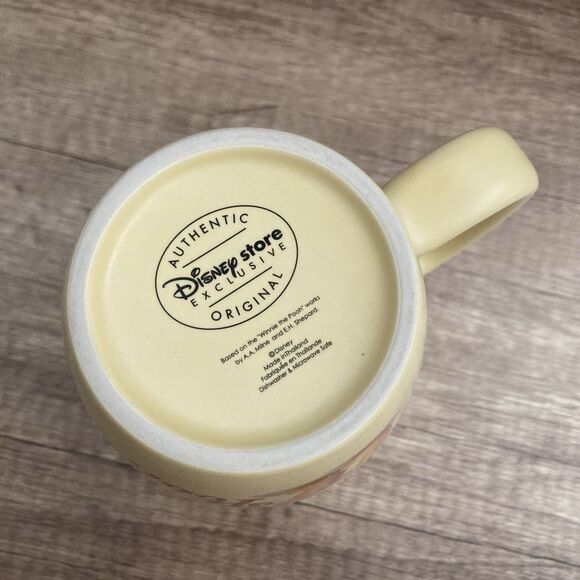 Disney Store Exclusive Winnie the Pooh Mug Large Butter Yellow Pink Flowers - Picture 6 of 7